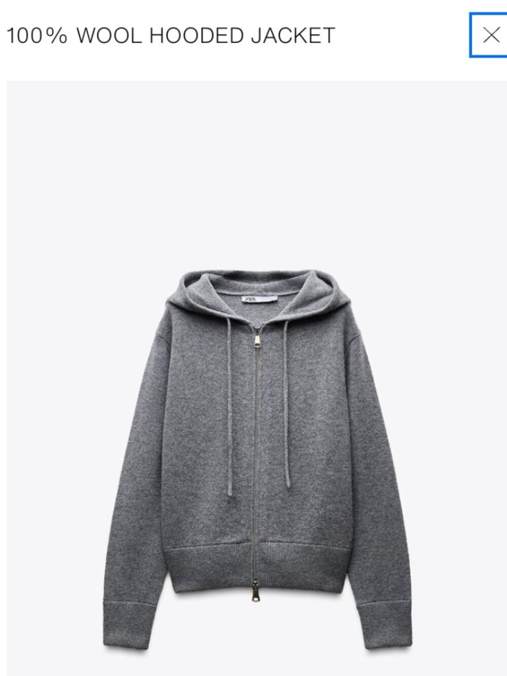 zara 100% wool hooded jacket Small